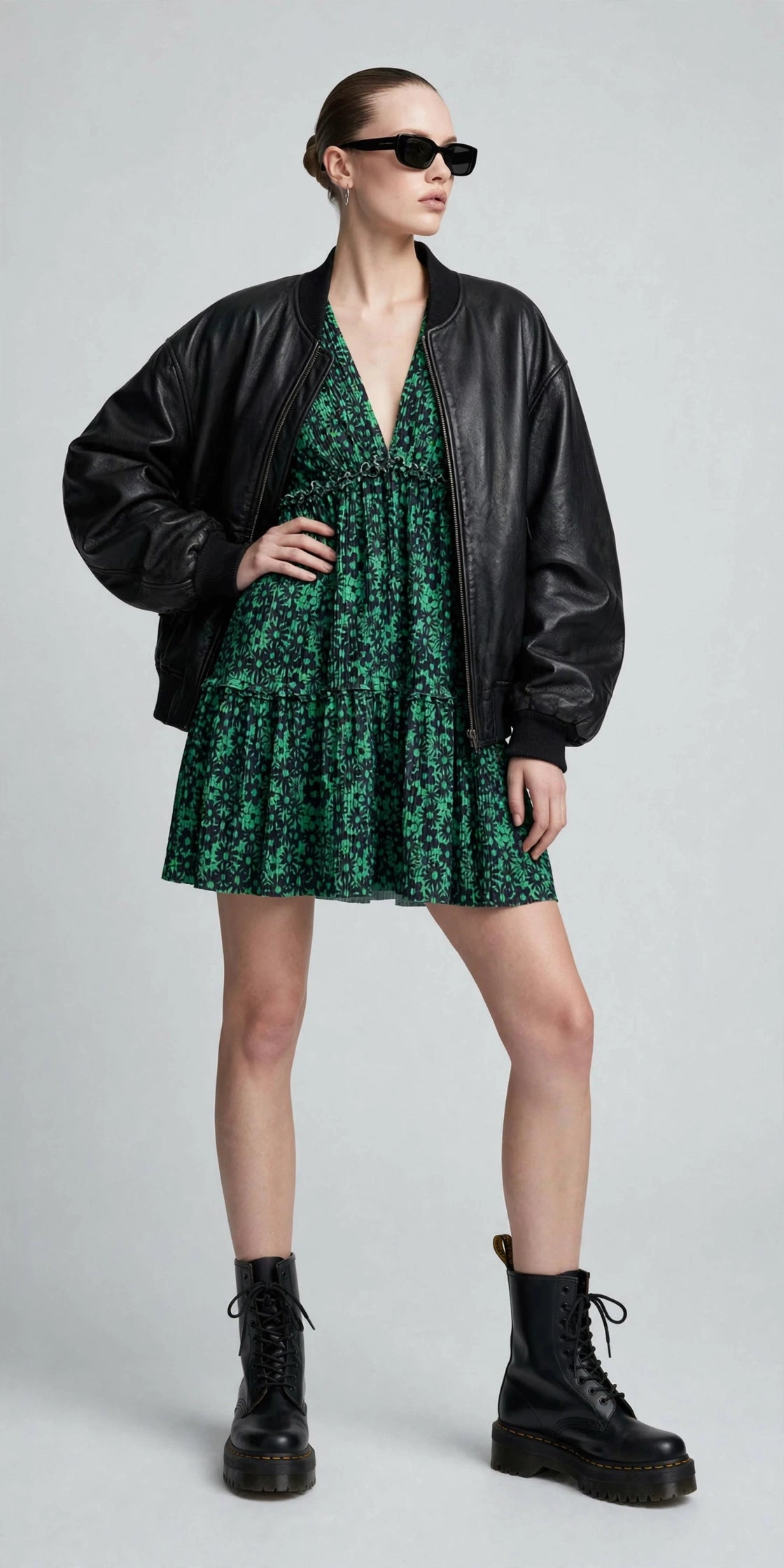 ZARA GREEN FLORAL DRESS