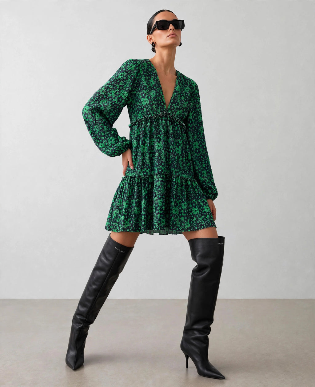 ZARA GREEN FLORAL DRESS